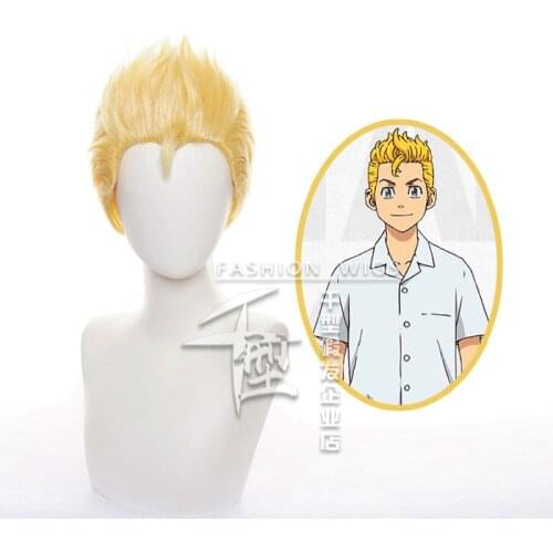Tokyo Revengers Hanagaki Takemichi Wig Tokyo Revengers Cosplay Costume Men Party Synthetic Hair Gold