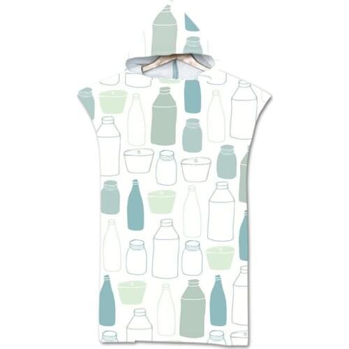 New leaves geometry Towel Adult Microfiber Dressing Robe Hooded Bath Towel Swimming Surfing Beachwear