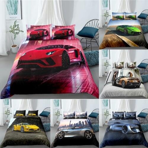 Luxury Racing Car Bedding Set 3D Printed Duvet Cover King Queen Size 2/3pcs Microfibre Children Soft Comforter Adults Single Bed