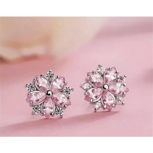 Flower Stud Earrings Women Fashion Jewelry Accessories Rhinestone Earrings Metal Jewelry aretes de mujer Earing