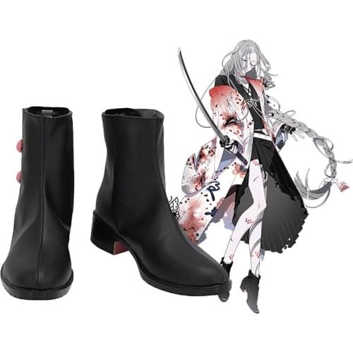 Touken Ranbu Kokindenjunotachi Cosplay Boots Black Leather Shoes Custom Made Any Size