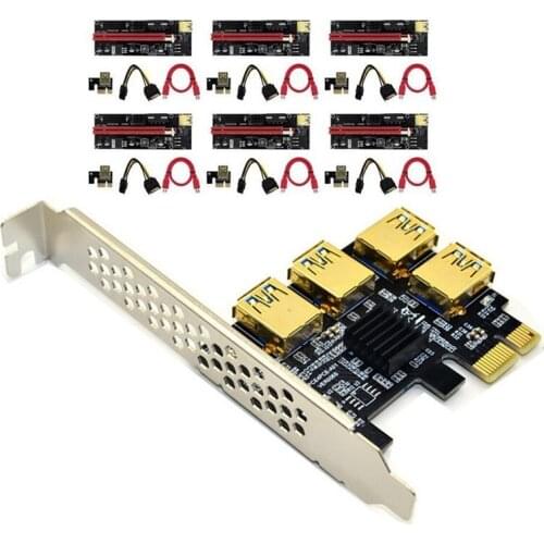 USB 3.0 PCI-E Express 1X to 16X Riser Card Adapter PCIE 1 to 4 Slot PCIe Port Adapter Card for BTC Bitcoin Miner Mining