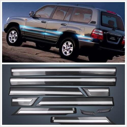 Car Exterior Body Styling Mouldings For Land Cruiser LC100 4700 1998-2007 10X Door Bumper Side Anti-collision Strip Trim Gray