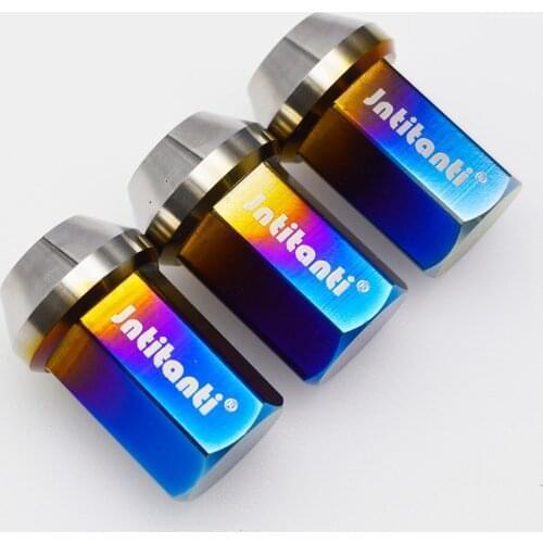 Burnt blue color 60 degree cone seat closed end Gr.5 titanium alloy lug nut M12*1.5*35mm+4pcs anti-theft lug nut +1pc key