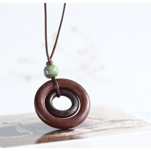New Creative Roll Round Wood Necklace For Women Long Sweater Chain Fashion Choker Hanger jewelry for women collares