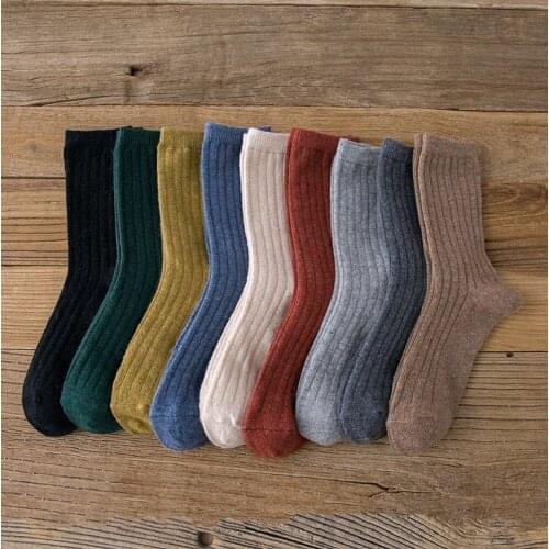 Harajuku Cotton Women Socks Autumn Winter Cashmere Heap Socks Striped Sport Casual Crew Character Unique Japanese Socks