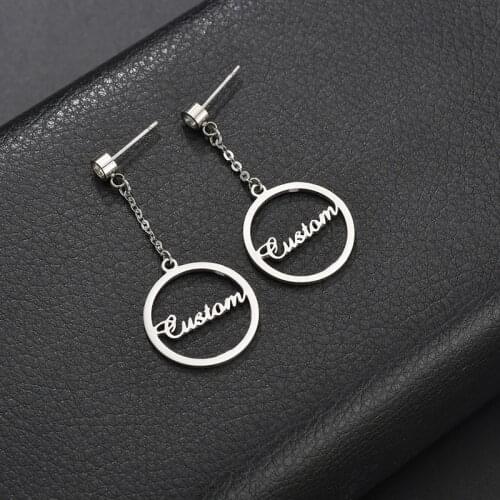 Personalized Name Earrings For Women Customized 2 Style Cubic Zirconia Hoop Earring Stainless Steel Letter Jewelry Wedding Gift
