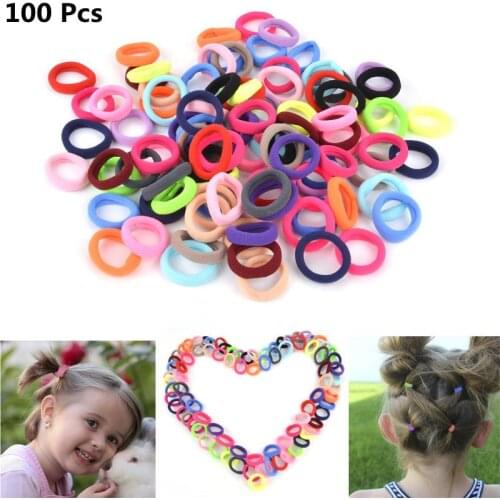 100Pcs Color Mixing Hair Ties Cute Elastic No Crease Tiny Hair Bands Ponytail Holder For Girls Hair Accessories Headwear
