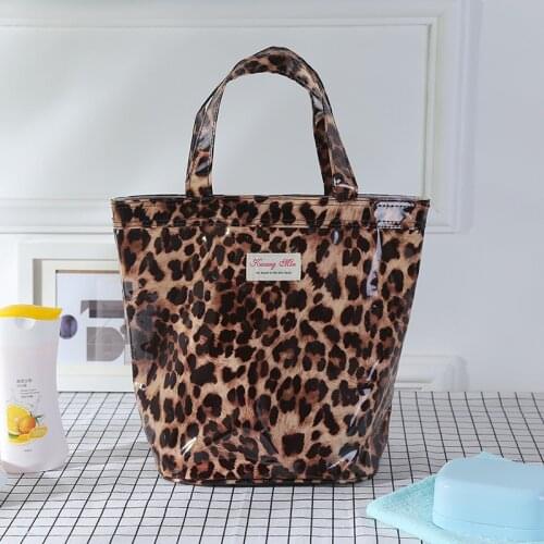 2019 stuff pouch cotton shopping bag lady item organizer big capacity eco bag for student storage bags printing cute leopard