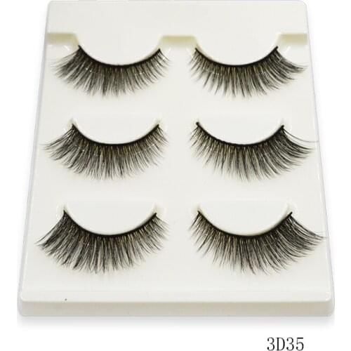 3 pairs natural false eyelashes fake lashes long makeup 3d mink lashes eyelash extension mink eyelashes for beauty 3D35