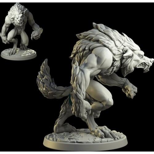 38mm 56mm Resin Model Werewolf Wolf Warrior Figure Unpainted No Color DW-017