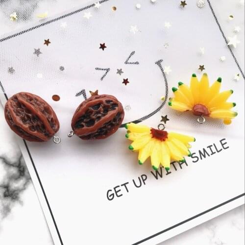 ZALEBABA 3D simulation resin of fruit Banana walnut charms very cute keychain pendant necklace pendant for DIY decoration