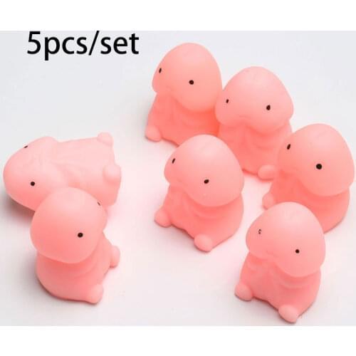 5pcs/set Cute Penis Shape Slow Rebound PU Decompression Toy Slow Rising Toys Stress Relief Relax Pressure Toys Interesting
