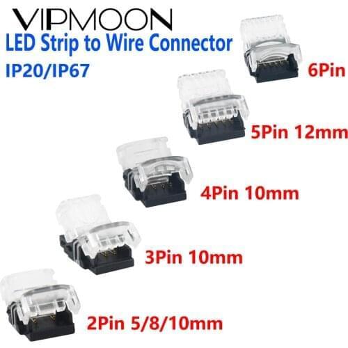 5Pack 2/3/4/5/6Pin Strip to Strip/Wire Led Connectors 8MM 10MM 12MM Connector Clip for Single Color RGB RGBW LED Strip Light