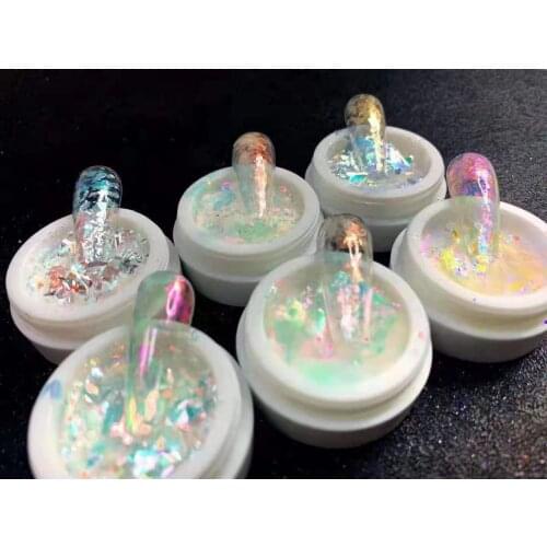 6Pcs Iridescent Flake Aurora Unicorn Nail art AURORA Multi Chrome Eyeshadow /Iridescent flakes / Aurora flakes (6 sizes jar )