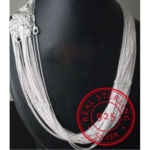 10pcs/lot Promotion! wholesale 925 sterling silver necklace, silver fine jewelry Rolo Chain 1mm Necklace 16 18 20 22 24"