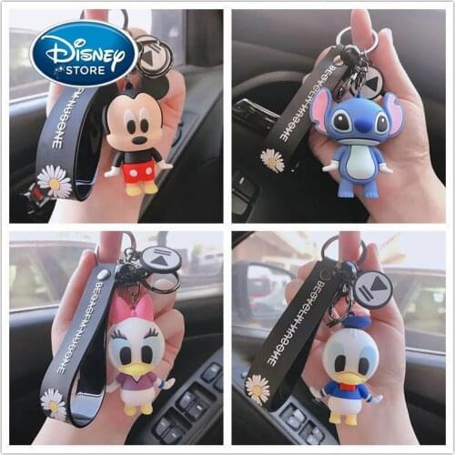 Disney Cute Cartoon Keychain Mickey Mouse Donald Duck Tigger Stereo Key Ring Mobile Phone Pendant Keychain Accessorie Decoration