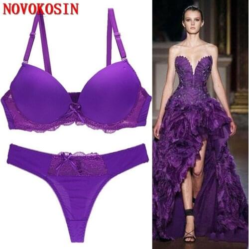 BS04 2020 Plus Size B C D E Cup Sexy Lace Solid Push Up Pad Underwear Lingerie Panties G String Briefs Bra Sets Sexy Lingerie