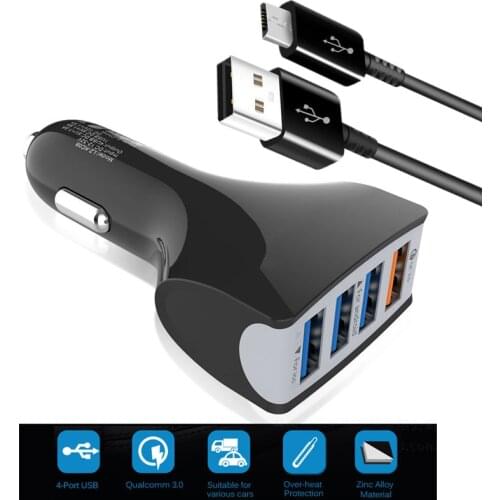 Quick Charge 4 USB 3.0 Car Charger Adapter QC3.0 Fast Charging Mobile Phone Cable for iPhone Xiaomi Mi 8 9 SE 9T Redmi 6 6A 7 7A