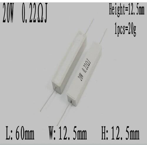 10Pcs 20W 5% Cement Resistor Power Resistance 0.1~10K 1R 2R 3R 4R 5R 6.8R 8R 0.1R 4.7R 330R 510R 68R 10R 100 1K 1.5K 2K 10K ohm