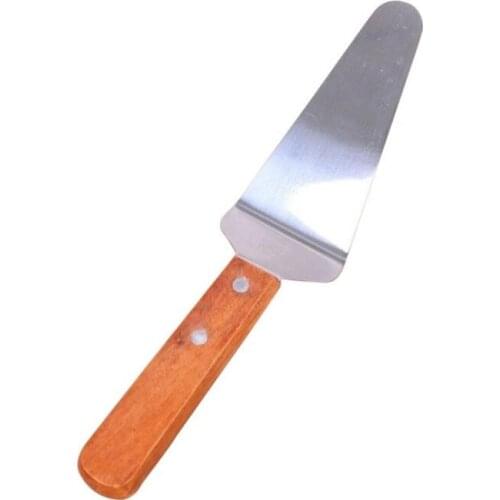 DHL free shipping 50 PCS Wood Grip Stainless Steel Cake Pizza Shovel Server Cutter Spatula Lifter