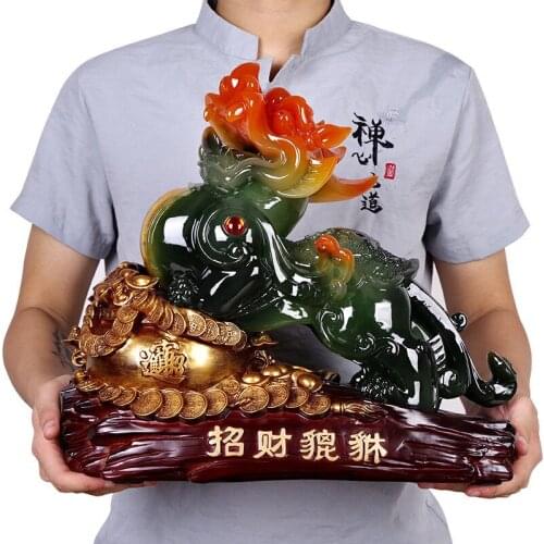 HOME OFFICE Company SHOP CAR Efficacious thriving business good luck Money Drawing Resin jade Dragon PI XIU FENG SHUI statue