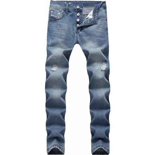 2018 HOT high quality Retro Teenage Men Jeans Straight Pants Spring and summer Casual Loose Pants Brand biker jeans Big Size