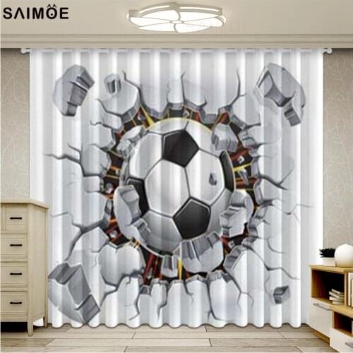 Baseball Round Rock Building Window Curtains For Living Room 3D Bedroom Balckout Curtains Ultra-thin Micro Shading Fabric Drapes