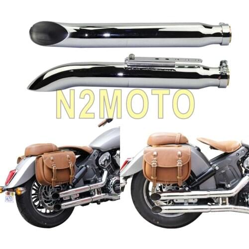 Chrome 1 Pair Motorcycles Slash Cut Exhaust Muffler Pipe for 1-3/8", 1-1/2", 1-5/8" and 1-3/4" Chopper Cafe Racer Silencer