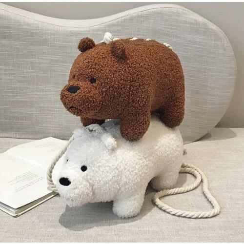 Women bag personality cartoon doll plush bag new girl school bag fashion one shoulder messenger small school bag two colors