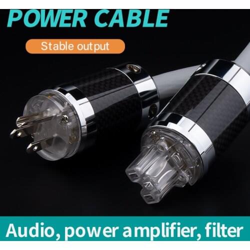 New 5N OCC Mono AC and US Silver Power Cable Carbon Fiber Rhodium Coated Placket HiFi audio power wire,AC supply power line