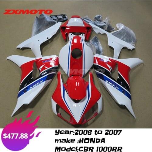 ZXMOTO Motorcycle Bodywork ABS Plastics Full Fairing Kit For 2006 2007 HONDA CBR 1000RR HRC Red Blue White CBR1000 06 07