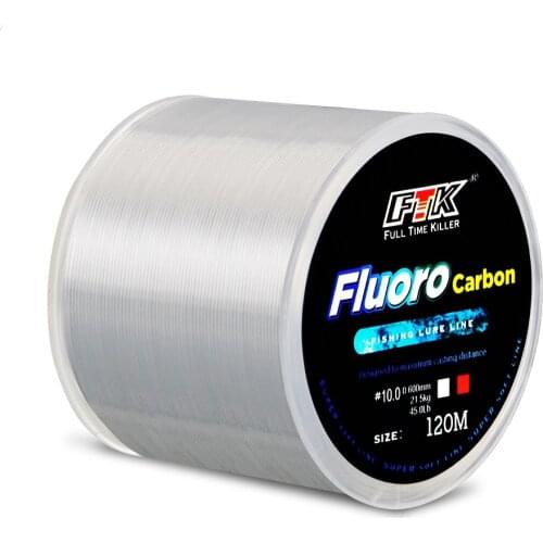 New 120M Carbon Fiber Coating Leader Lure Fishing Line 0.14-0.6mm 1.88-21.5kg Wearable Fluorocarbon Line Accessories