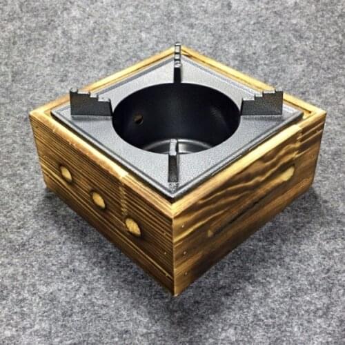 Mini barbecue grill table BBQ portable wooden box square oven solid liquid fuel candle heating stove home commercial 024-13