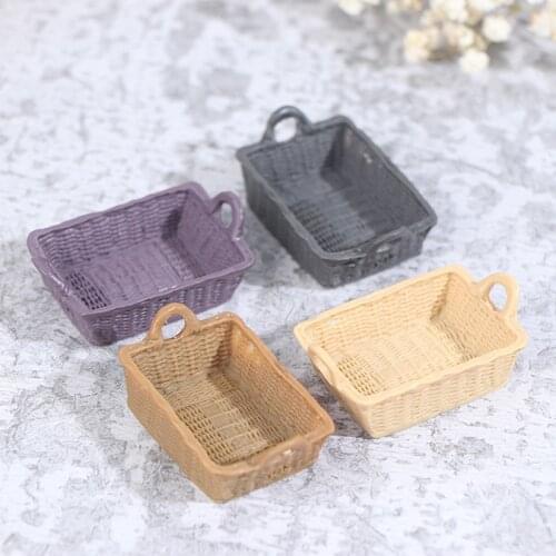 Mini 1/12 Brand New and High Quality Cute Dollhouse Miniature Resin Food Storage Basket Model Accessories Toys