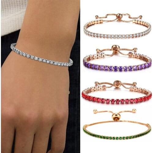 Fashion Cubic Zirconia Tennis Bracelet & Bangle Adjustable Pulseras Mujer Charm Bracelet for Women Bridal Wedding Jewelry Gift