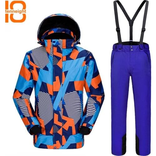 TENNEIGHT Winter mens ski suit skiing Snowboarding sets waterproof Windproof Warm Outdoor climbing Ski jacket + Pants male