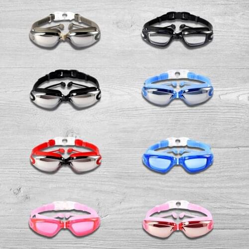 5 pieces/set of swimming goggles set double-layer sealed swimming goggles earplugs nose clip swimming cap glasses case new #W