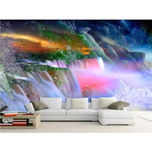 Custom mural 3d room wallpaper Colorful waterfall dreamy landscape home decor painting 3d wall murals wallpaper for walls 3 d