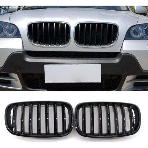 Front Kidney Grille Grill Left Right for BMW E70 X5 E71 X6 2007-2013 Gloss Black Morden Style Front Bumper Grill Car Styling