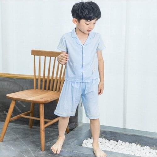 Childrens pajamas suit new short sleeve loose mens and womens cartoon home wear summer For Kids Pijama Boys Sleepwear