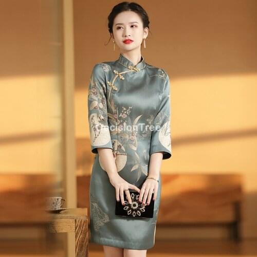 2021 chinese dress cheongsam traditional chinese vintage dress mermaid wedding gown sexy split qipao dresses modern party dress