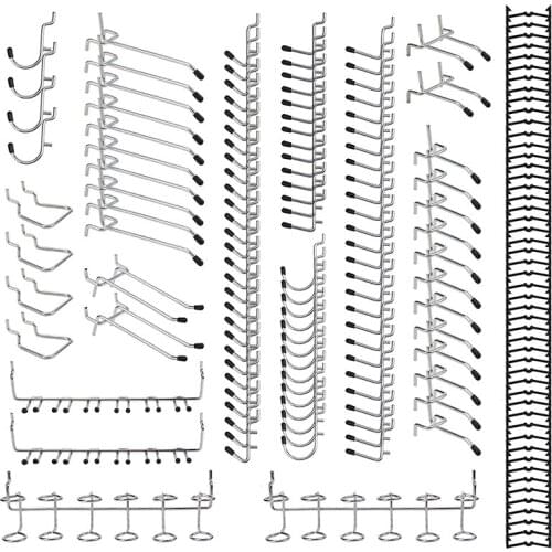 Practical 170 PCS Pegboard Hook Assortment Pegboard Accessories, Pegboard Kit, Peg Hooks with Metal Hooks Set, Peg Locks