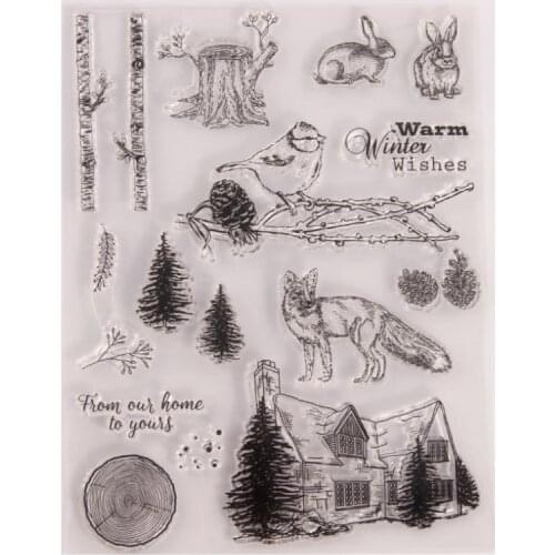 1pc Cute Clear Stamps for DIY Scrapbooking Card Winter Animals Rabbit Transparent Stamps Making Photo Album Decor Crafts