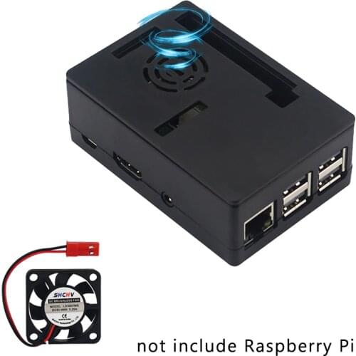 Raspberry Pi 3 Model B+ Case Black ABS Plastic Box for 3.5 inch Touchscreen Dual Use + Cooling Fan for Raspberry Pi 3