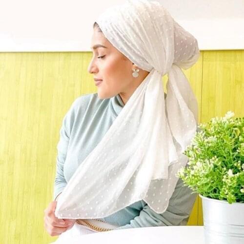 Luxury Pom Bubble Chiffon Hijab Scarf Women Muslim Scarves for Ladies Solid Color Long Shawl Wrap Islamic Bandana Sjaal 180*70cm