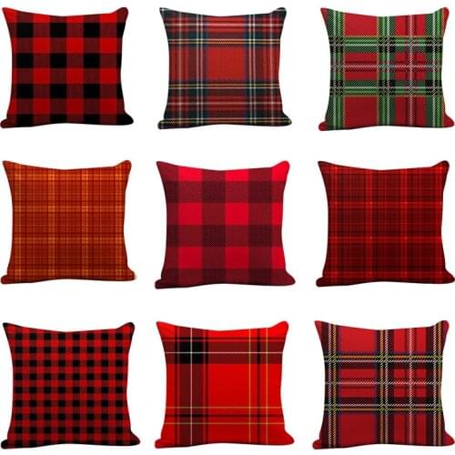 Christmas Plaid Sofa Cushion Case Bed Pillow Cover Home Decor Car Cushion Pillowcase Cute Home Decor