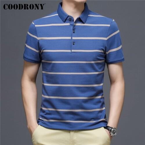COODRONY Brand Spring Summer New Arrival Fashion Striped Short Sleeve Polo-Shirt Men Clothes High Quality Soft Cotton Top C5150S
