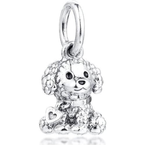 2020 Poodle Puppy Dog Dangle Charm Fits Sterling Silver Jewelry Charms Bracelets For Woman Silver Beads For Jewelry Making
