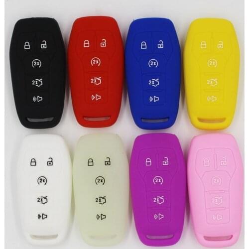 Silicone rubber car key cover case for ford fusion Mustang f-150 Lincoln MKZ MKC 5 Button Key